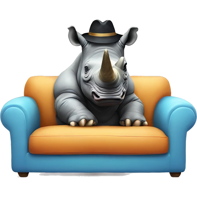 Rhino on couch with hat and sunglasses  emoji