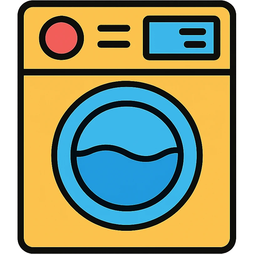modern washing machine with digital display emoji