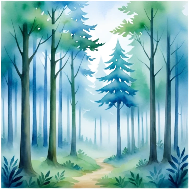 watercolor misty forest emoji