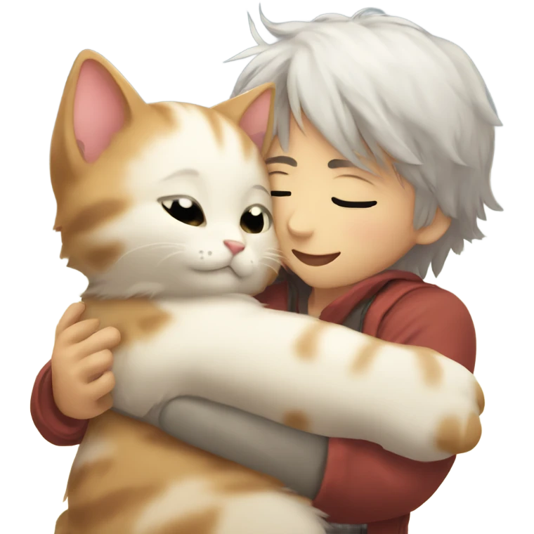 Cute anime kitten hug emoji