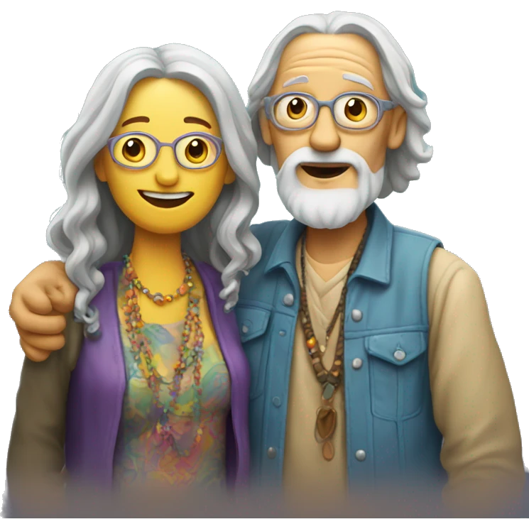 Old hippie couple at music concert emoji