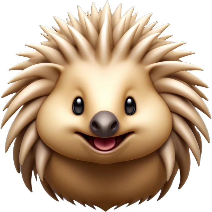 Cinematic Comical Echidna Portrait Emoji, Head tilted dramatically with an exaggeratedly amused expression, featuring a quirky, spiky fur with a scrunched-up face and wide, expressive eyes full of playful disbelief, Simplified yet hilariously expressive features, highly detailed, glowing with a slightly sassy glow, high shine, dramatic yet playful, stylized with an air of cheeky mischief, bright and endearing, soft glowing outline, capturing the essence of a spirited and over‐the‐top echidna, so meme‐worthy it feels like it could prick its way into internet fame instantly! emoji