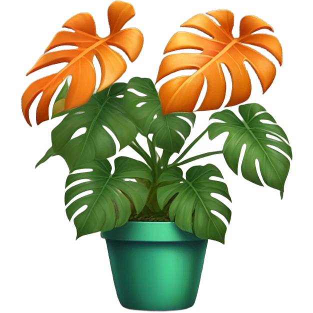 all orange monstera plant in pot emoji