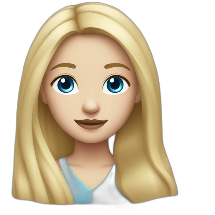 Young very light skin girl Blonde and straight hair with blue eyes emoji