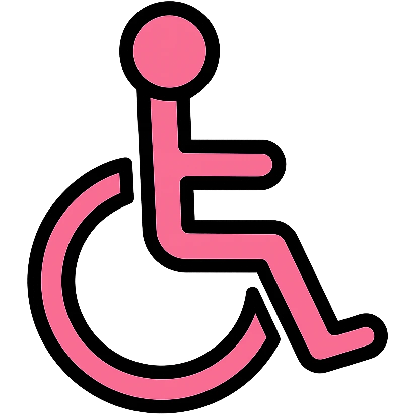 pink wheelchair icon, universal accessibility symbol emoji
