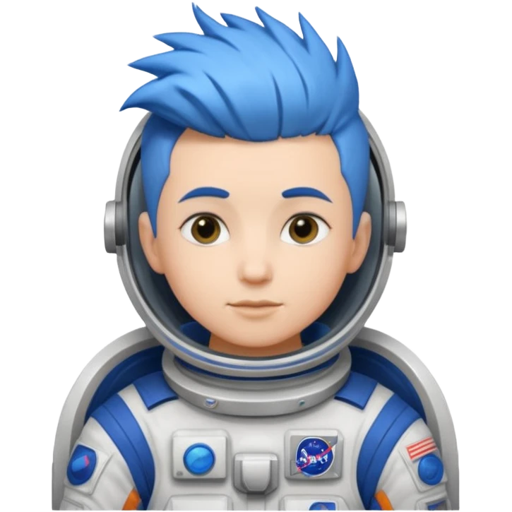astronaut with short blue mohawk hair non helmet emoji