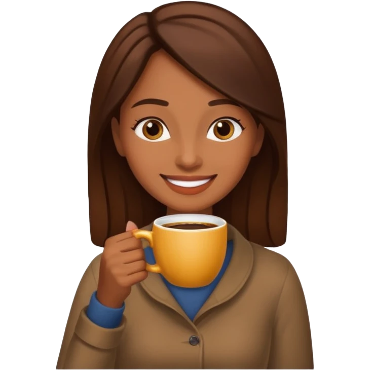 Mulher morena tomando café  emoji