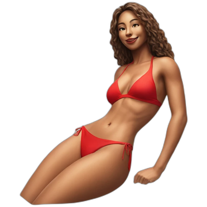 Sexy pose soft-fit woman red bikini (beach body) realism emoji