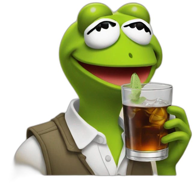 Kermit with  drink jack daniel emoji
