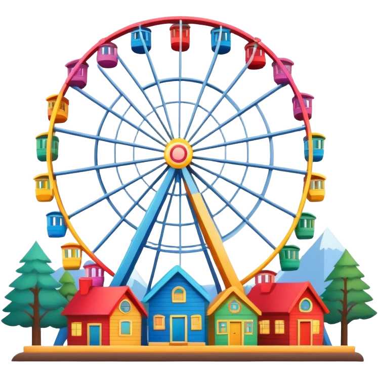 ferris wheel with colorful cabins, festive atmosphere emoji