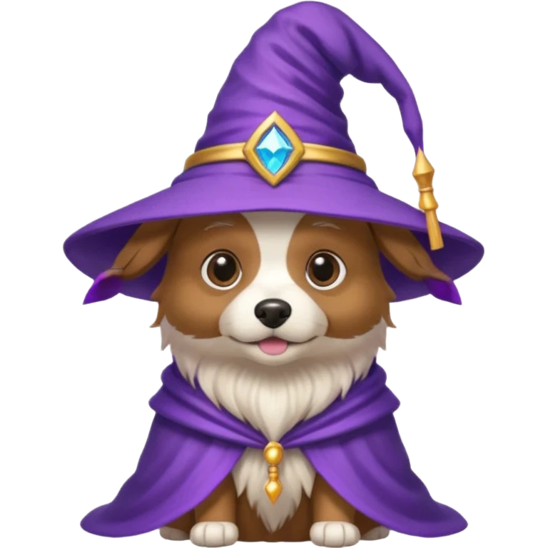 wizard dog with a purple wizard hat emoji