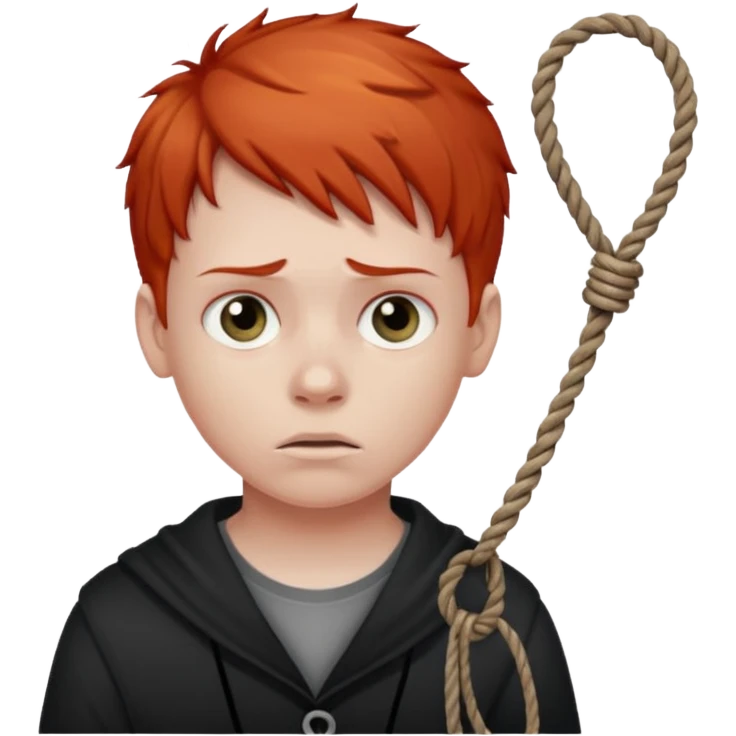 red headed boy holding a noose  emoji