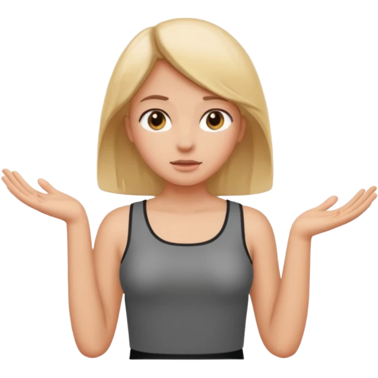 A girl shrugging his shoulders with a 6 above his left hand and a 7 above his right hand. emoji