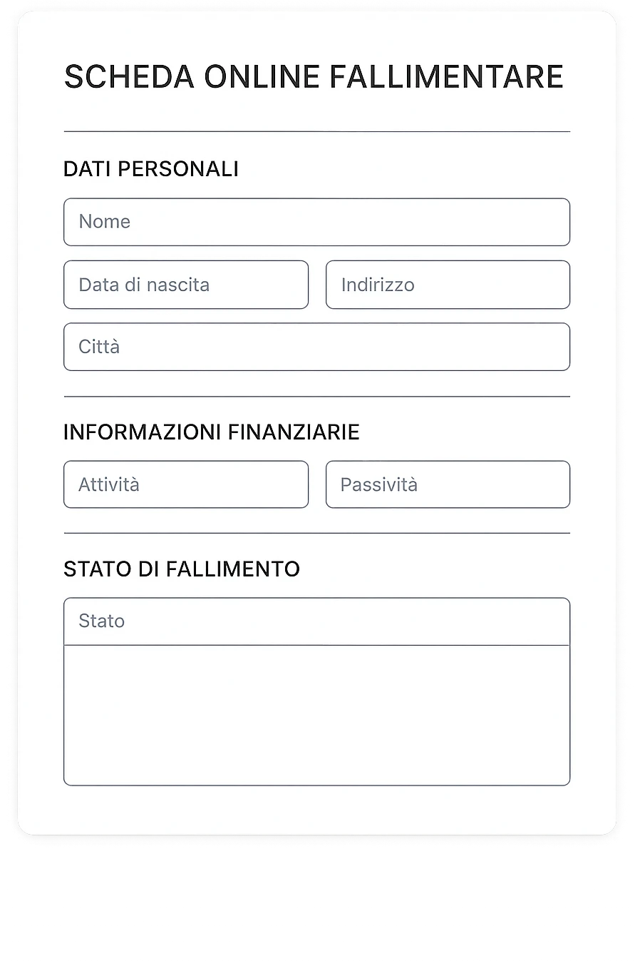 Scheda online fallimentare  foglio emoji