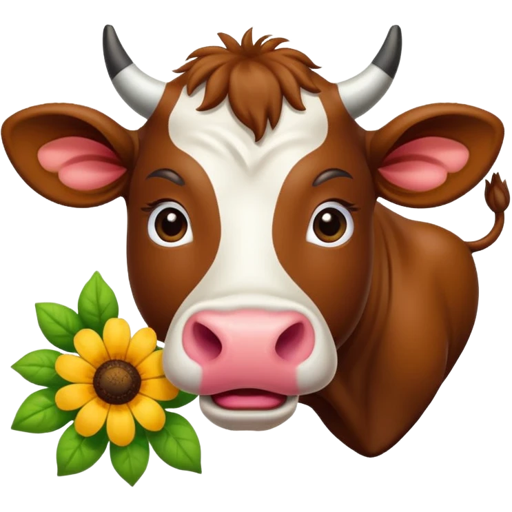 Pretty flower getting eaten by a cow emoji