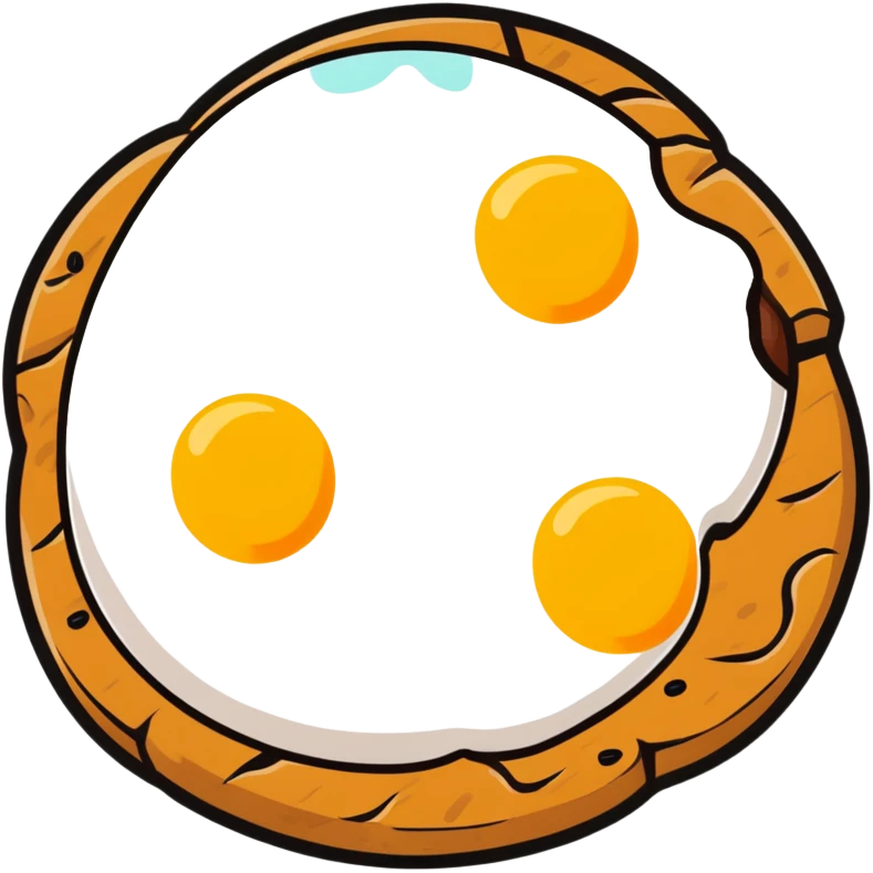 brown plain cookie with sunny side up egg on top emoji