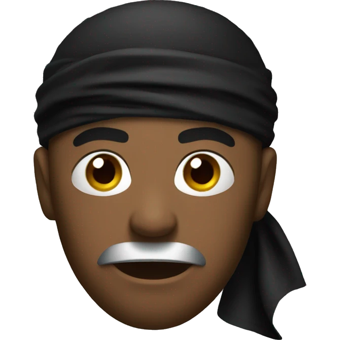 angry man with black bandana wrapped around forehead emoji