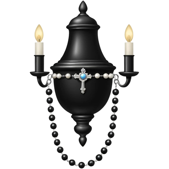 Victorian black sconce with silver rosary hanging off  emoji