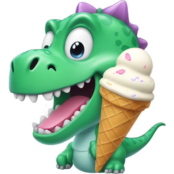 Happy Dino with ice cream  emoji