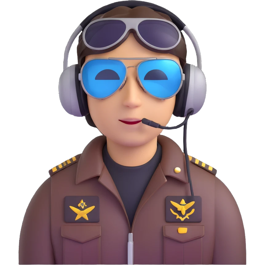 pilot with aviator sunglasses and headset emoji