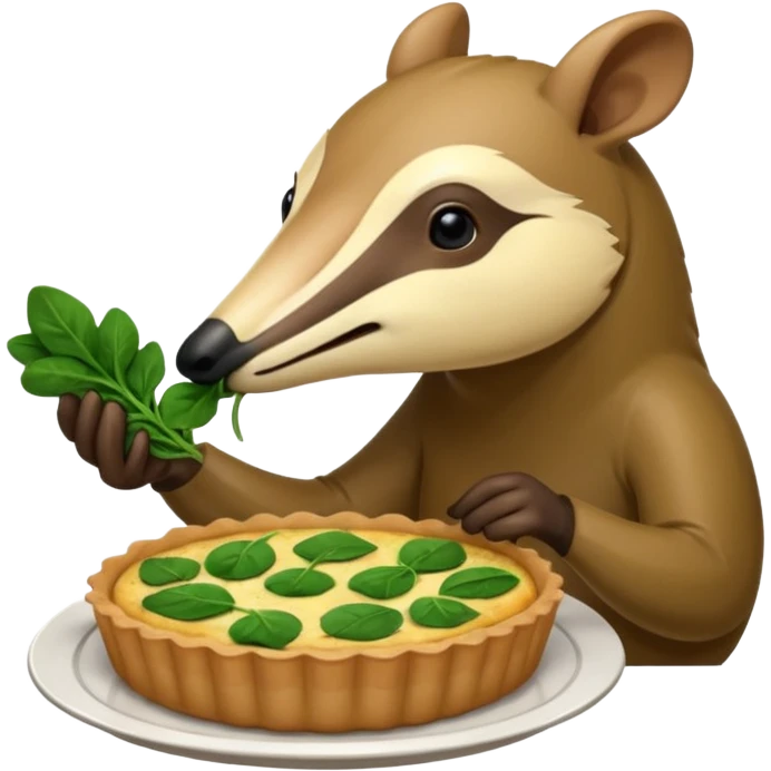 An anteater Eating spinach quiche emoji