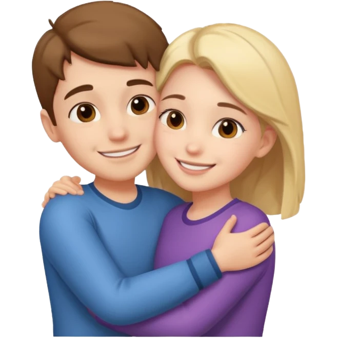 Boy and girl hugging each other in love emoji