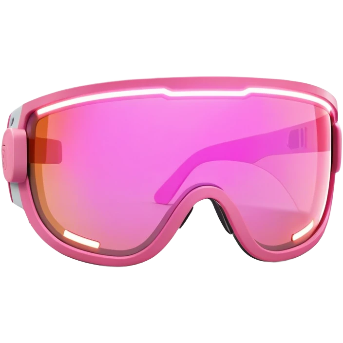sporty pink shield visor sunglasses with thick frame and integrated LED light strip, tech-enhanced chunky design, massive build, one-piece lens with smart tint emoji