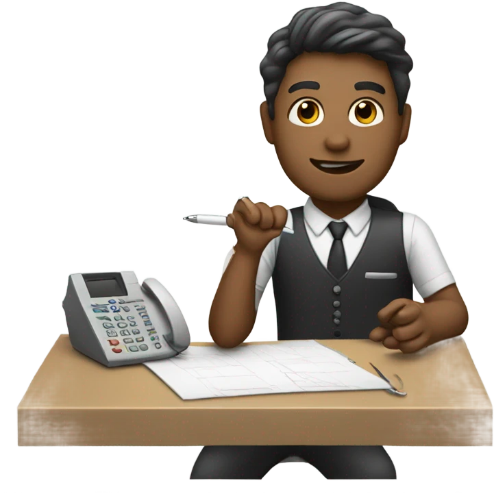 assistant with telephone and pen emoji