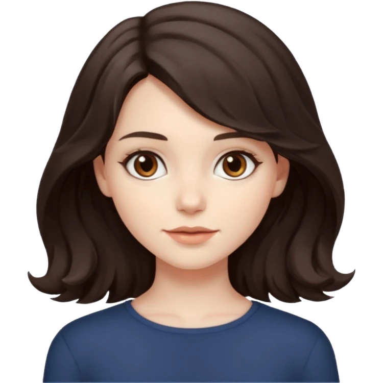 Make a girl with shoulder length wavy very dark cool toned brown hair with brown  emoji