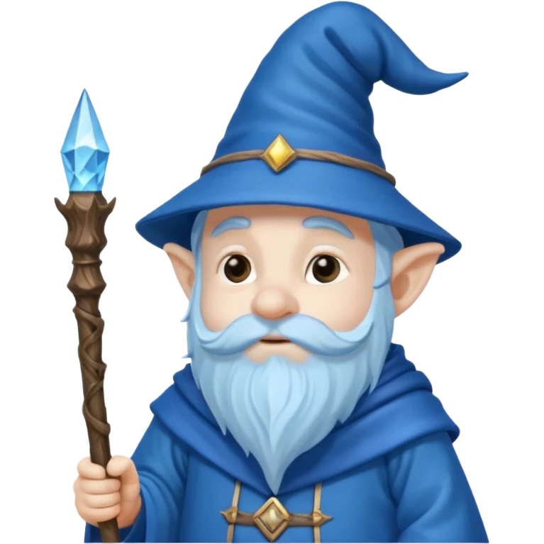 blue gnome wizard thinking of spells emoji