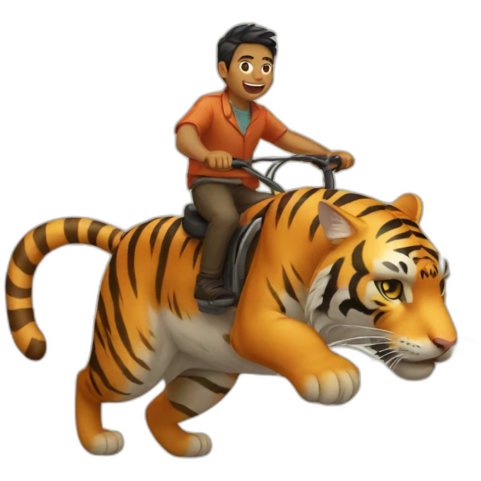 cat riding tiger emoji