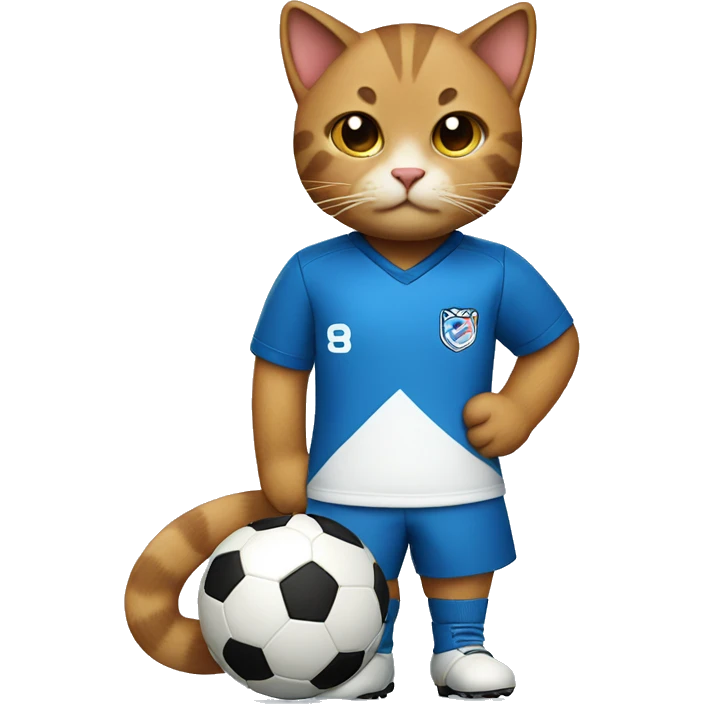 a cat in a blue soccer uniform
 emoji