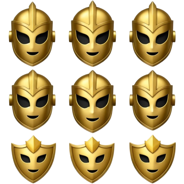 several golden knights with shadowy backgrounds, emoji style emoji