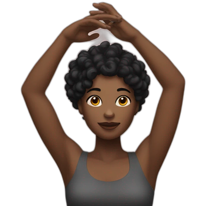 Arm Raised black Woman with black hair emoji