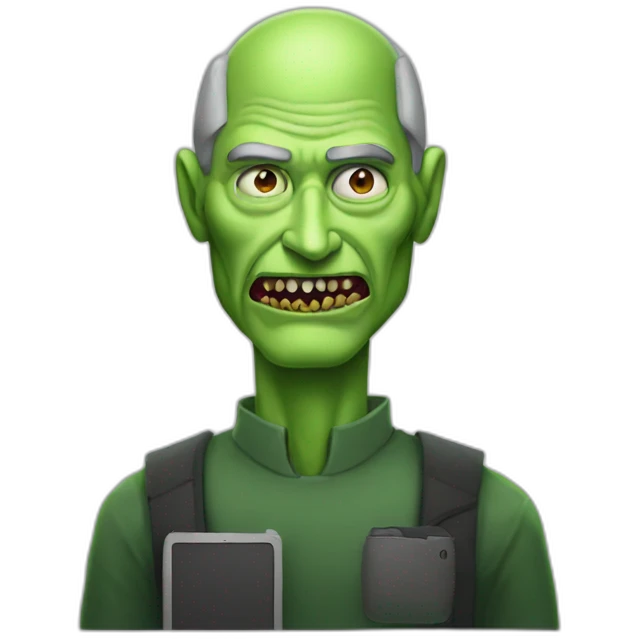green steve jobs as zombie emoji