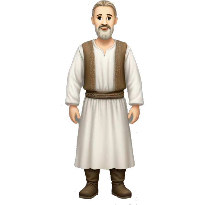 photorealistic white slavic peasant with goatee beard full body, Slavic ethnic clothing emoji