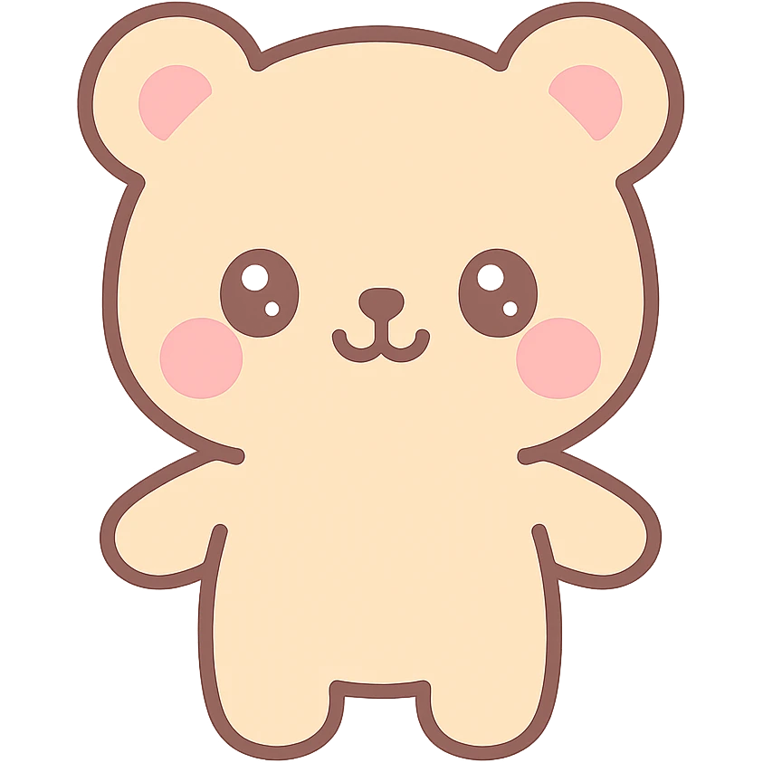 a friendly bear, simple and cute kawaii style emoji
