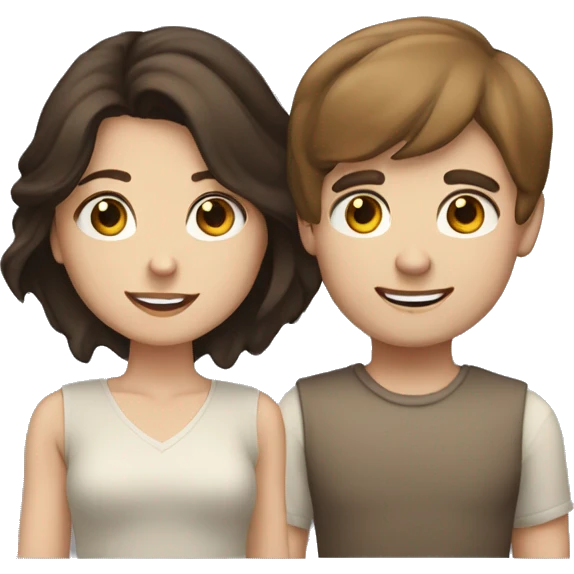 blue eyed brunette boy with brown eyed brunette girl emoji