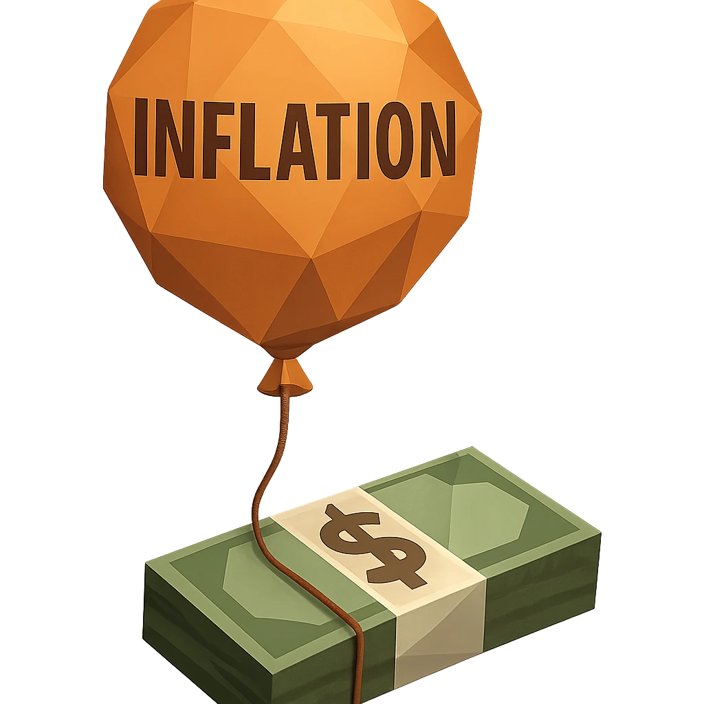 low-poly representation of inflation emoji