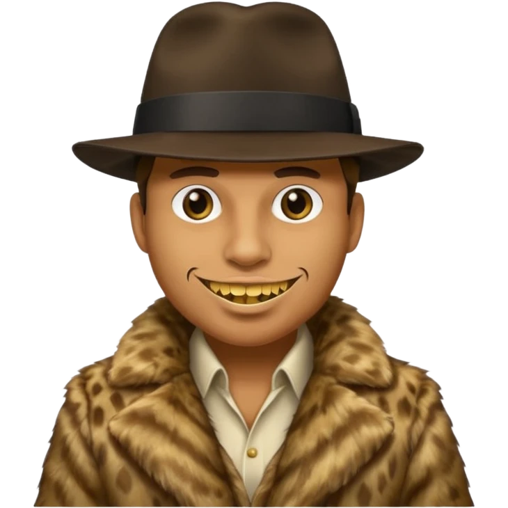 ganster with fur coat and gold teeth emoji
