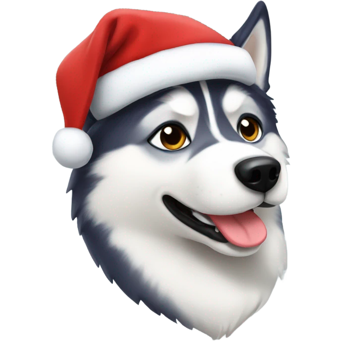 Husky with a Santa hat emoji