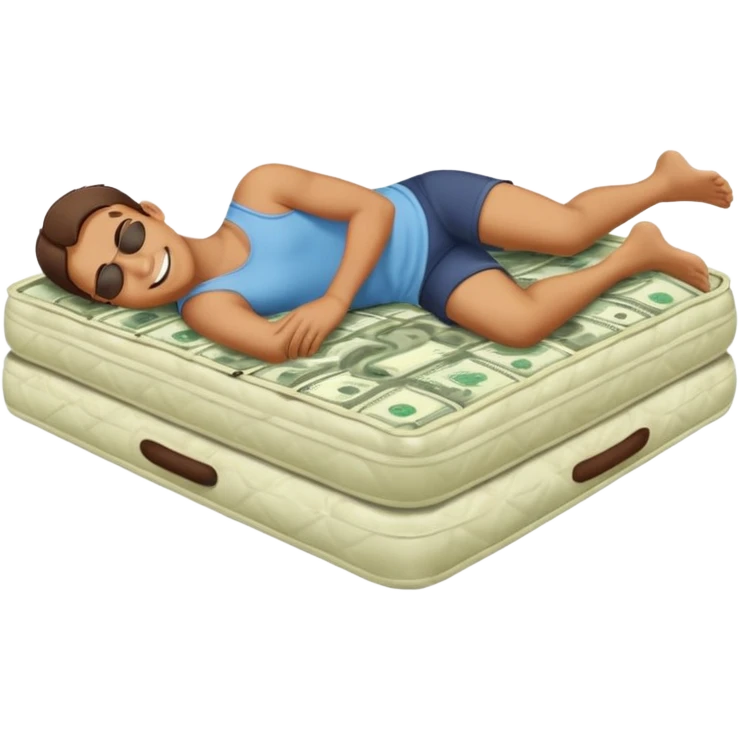 happy person napping on mattress of money emoji