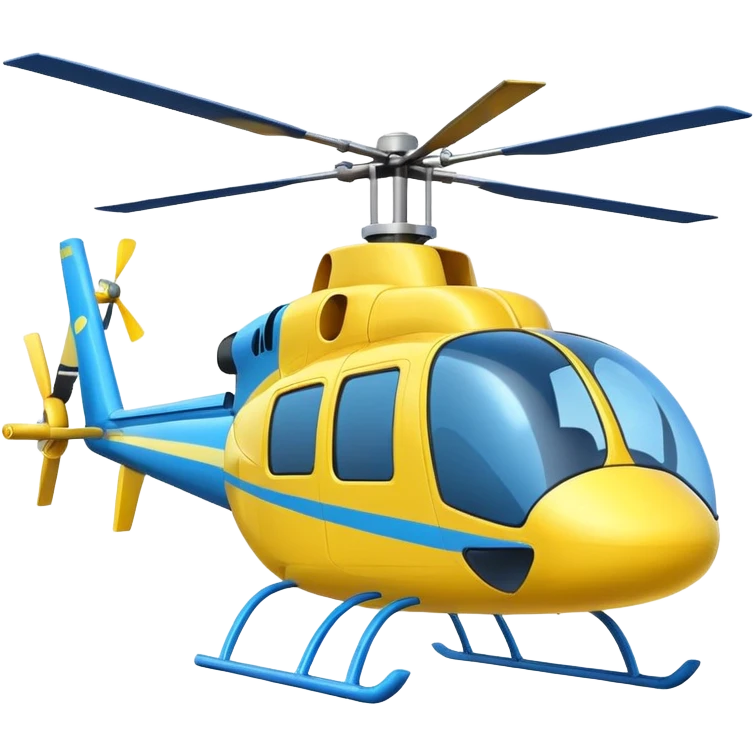 Cartoon-style helicopter, simple and colorful design, white background, emoji style emoji