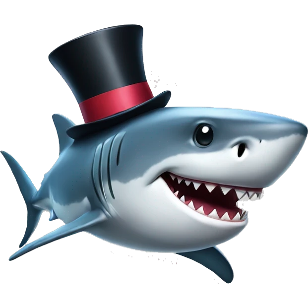 Shark with a top hat emoji