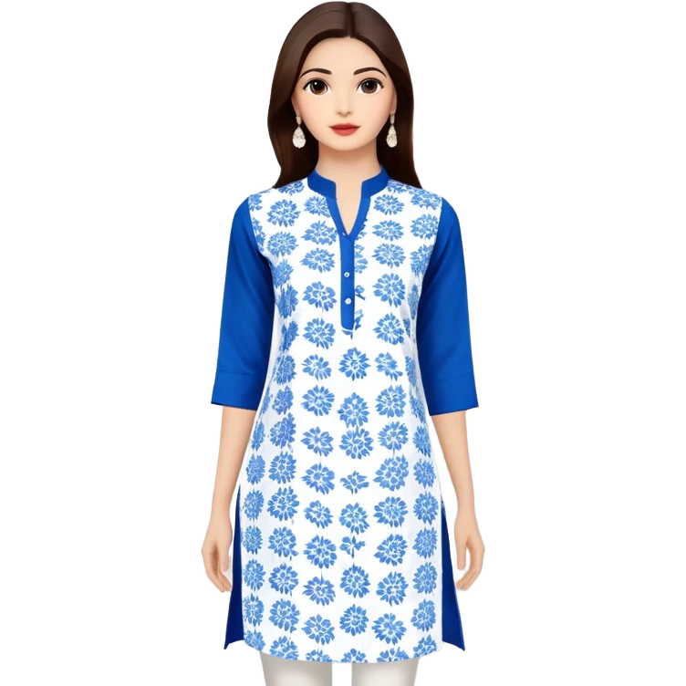 Modern blue women's kurti with white floral prints emoji