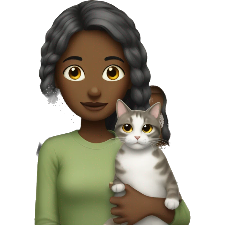 Girl with cat at home emoji