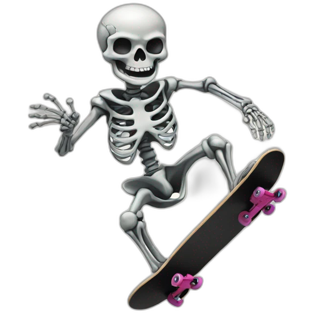 skeleton on frie skateing on skate and making kickflip emoji
