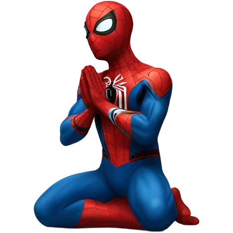 Spider-Man praying on his knees emoji