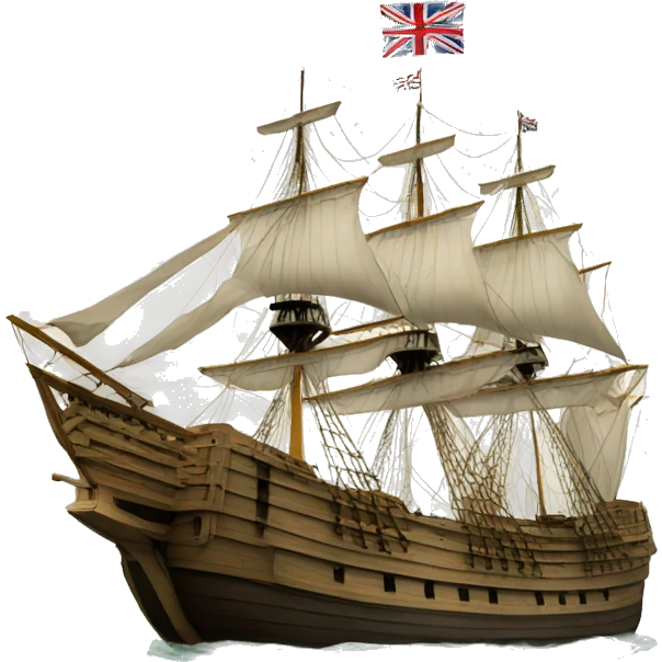 mayflower ship with the Grand Union Flag emoji