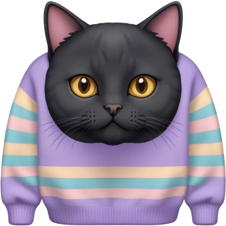 Black British cat with pastel sweater emoji